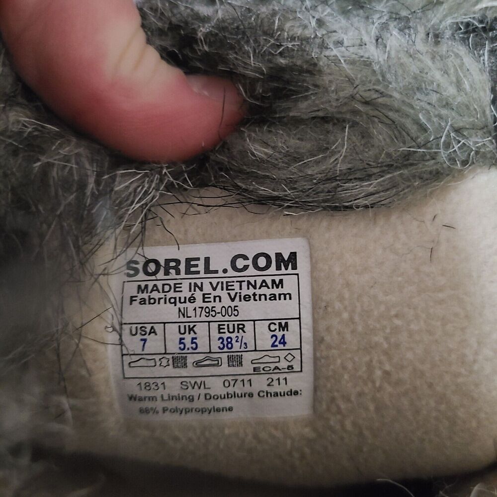 Sorel Tofino Disressed Gray Lace Up Waterproof Winter Snow Boots Women's Size 7 - Picture 5 of 16